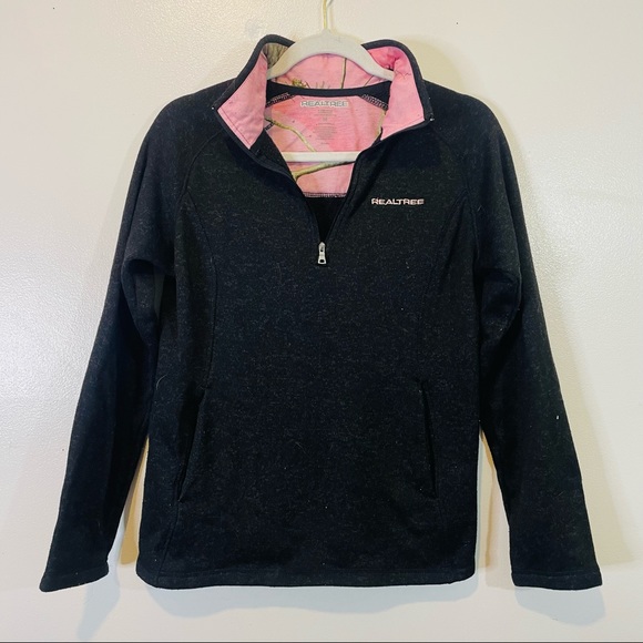 Realtree Sweaters - Realtree | black quarter zip and pink camouflage sweater